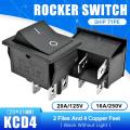 1PCS - KCD4 Rocker Switch Button ON OFF 2 Position 4 Pins 16A 250VAC. 