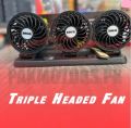 Car Fan Triple-Head Vehicle Fan 2 Speeds 360 Degree Adjust Able 12 V / 0.4 A. Power 5 Watt. 