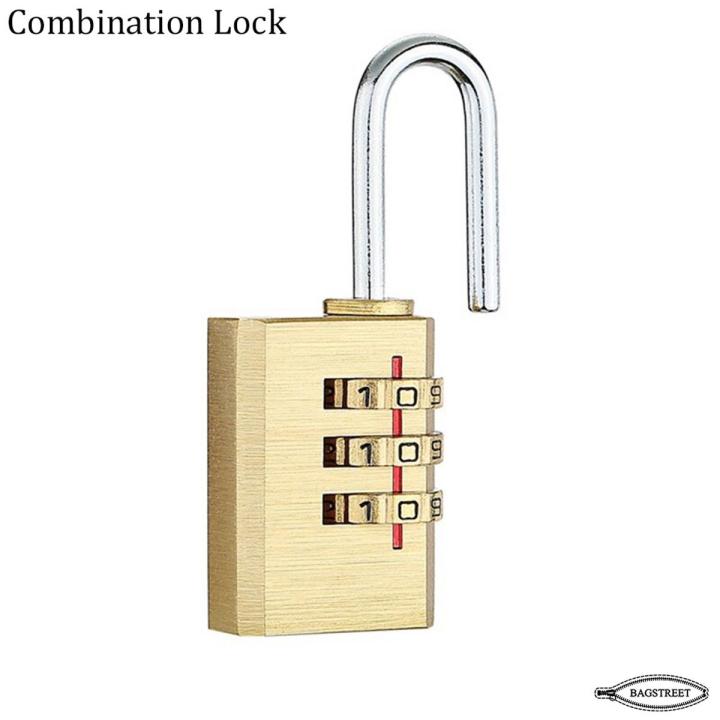Combination Lock Small Padlock For Luggage, Backpack, Briefcase, Lock Travel Suitcase Zip Jewelry Brass Body with Blister Packing - Golden