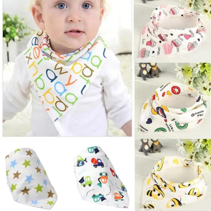 High Quality Cute Baby Triangle Bib with Button Tikon Bib Kids Cotton Bandana Bibs Feeding Saliva Towel Dribble Triangle Toddler 2020 New Babies Baby Boy Girls Burp Clothes Napkin Towel Baby Headband Scarf Headcover Washable 100% Cotton