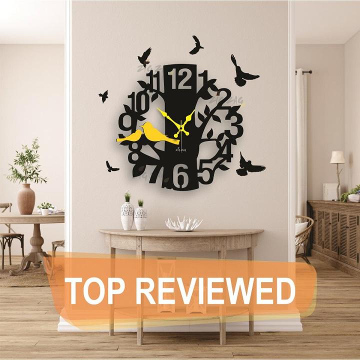 BIG Modern Style Tree with Branches & Bird Design 3D Wall Clock, Laser Cut Wall Clock, 3D Kids Room Wall Hanging Clock
