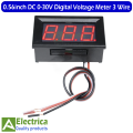 3 Wire DC 0-30V 3 Digit digital display voltage meter with Case 0.56 inch digital voltmeter indication Red display by Electrica. 