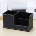Leather Desk Organizer,Office Supplies Holder Desktop Stationery Storage Box for Business Card, Pen, Pencil,Remote 20 X 9 X 11cm C. 