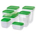 IKEA Pruta Food container, set of 17, transparent/green. 