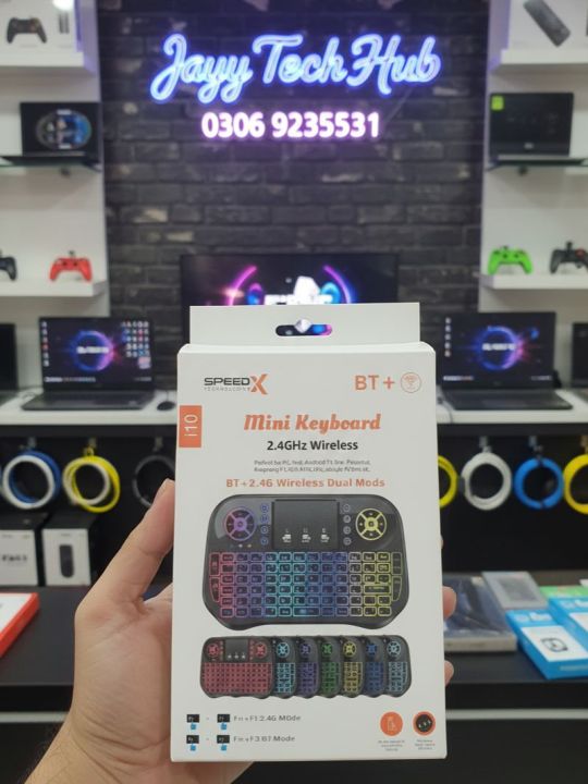 SpeedX i10 Mini Wireless Keyboard | Bluetooth + 2.4GHz | 7-Color ...