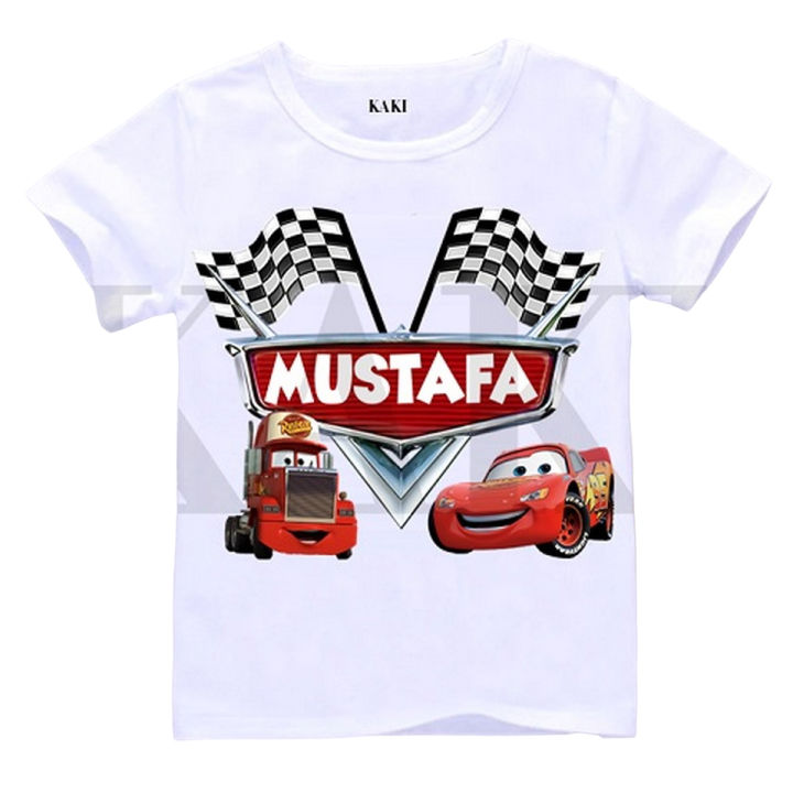 Personalized Lightning McQueen Printed T Shirt for Kids Boys Girls