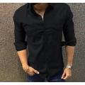 Black Double Pocket Casual Shirt. 