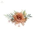 Hand Flower Brooch Pin with Rose Bud for Bridesmaid Party Groom Groomsmen Brooch. 