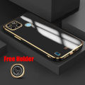 Biruiqu for Realme C21Y  Back Cover Luxury 6D Plating Frame Shiny Bling Phone Pounch Soft Silicone Square Phone Case. 