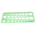 Green Plastic Circles Squares Hexagons Geometric Template Ruler 0-20cm. 