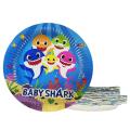 Baby Shark Paper Plates - 7 inch - Baby Shark Themed Party - Blue - Unisex - Pack Of 10 Plates. 