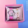 Cute Cheese Cat Pattern Children Watches With Bracelet Quartz Analog Kids Watches For Girls Boys Ladies Clock Relogio. 
