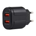 LZ-022 5V 2.4A Dual USB Ports Travel Charger, EU Plug. 