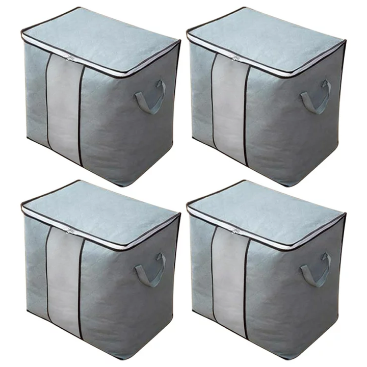 Large Storage Bags,  Pack Clothes Storage Bins Foldable Closet Organizers Storage Containers with Reinforced Handle for Clothing, Blanket, Comforters, Bed Sheets, Pillows and Toys (Gray)