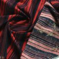 Ethnic Style Orange Red Blue Wide and Narrow Striped Thin Cotton Linen Dress Pants Han Clothes Handmade Fabric. 