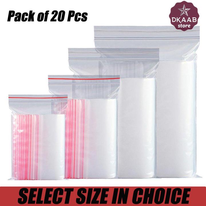 20PCS Resealable Vacuum Air Tight Clear Zip Lock Bag Closeable