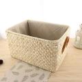 Manual Woven Storage Basket Handmade Laundry Wicker Baskets Sundries Organizer Clothes Toys Container Decoration -White. 