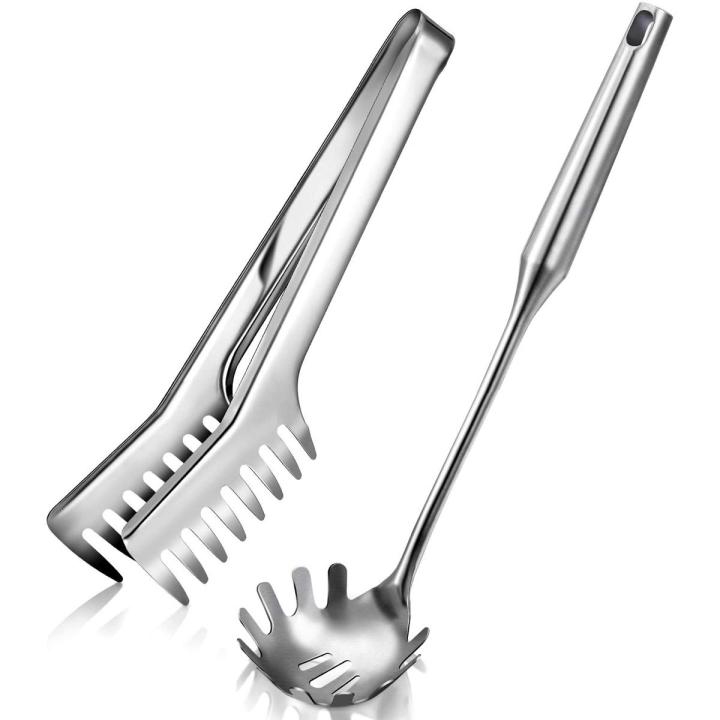 2 Pieces Stainless Steel Spaghetti Server Set, Stainless Steel Spaghetti Pasta Tong, Pasta Spoon Server Fork