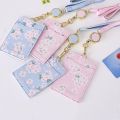 Cute Cherry Blossom Lanyard Card Holder student bus Card Case with Neck Strap Staff ID Business Card Holder Photo Badge Holder. 