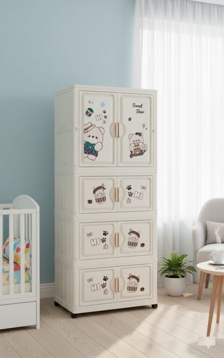 Portable%20Kids%20Closet%20Children's%20Wardrobe%20Collapsible%20Plastic%20Large%20Baby%20Clothes%20Cabinet%20Bedroom%20Nursery%20Armoire%20Quick%20Install%20Toddler%20Dresser%20with%20Hanging%20Rod%20and%20Door,Large%202%20Cubes,White%20-%20Image%207