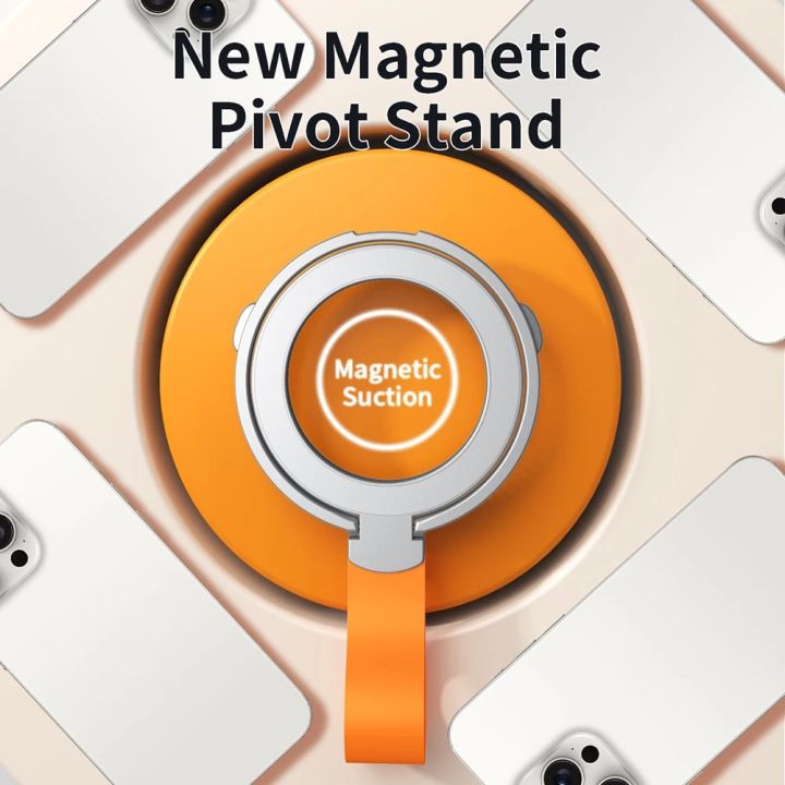 Magnetic Cell Phone Stand Rotatable Foldable Desktop Phone Holder Wireless Charging Friendly Phone Ring For Smart Phones