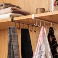 High Quality 6 hook cup holder iron kitchen storage rack cabinit hook Towel Cup Multifunctional Storage Hook Shelf Racks & Holders. 