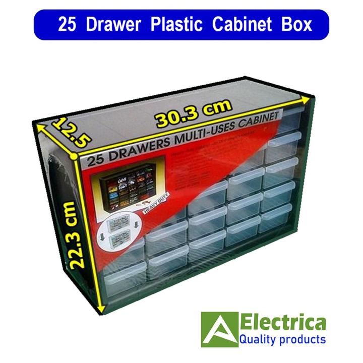 Volder 25 Drawer Wall Mounted Plastic Storage Cabinet Electronic Components Organizer Jewelry & Medicine Box Black White by Electrica