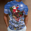 2023 Christmas T-shirt for men 3D Santa print short sleeve top family T-shirts oversized Xmas tee shirt men clothing unisex 6XL. 