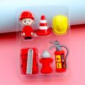 Fire  Fighter 6 Pieces Hero Eraser Set Gift Box Christmas Gift Fire Truck Modeling Fire Fighting Eraser Set Non-PVC Mini Rubber Erasers for Pencil Kids Gift School Student Brand: HOMIES. 