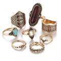 8 pcs Set Boho Jewelry Stone Midi Ring Sets for Women. 