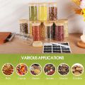 AKHPAL Glass jars with bamboo lids, 6 PieceS spice jars with bamboo lids 340ml,  glass storage jars, glass canisters with wooden airtight lids, labels, glass storage canisters for food, coffee beans, candy, spices. 