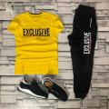 TRACKSUIT - Yellow & Black Summer Printed Tracksuit For Men & Boys - Soft and Comfortable Fabric T Shirt & Trouser Printed Tracksuit. 