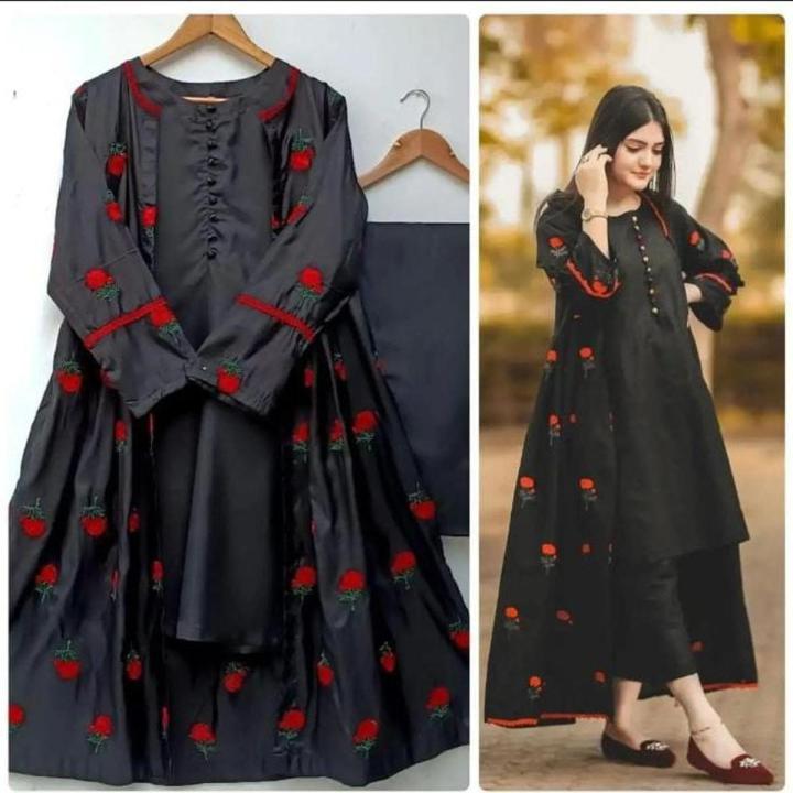 Trendy stitched shamose silk 3pc dress for women and girls