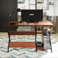 Computer Desk Modern Rustic Desk with Storage Rack Office Desk Wooden Appearance X Cross Desk. 