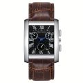 Classic Men's Watch, Fashion Square Roman Numerals Quartz Wrist Watch. 