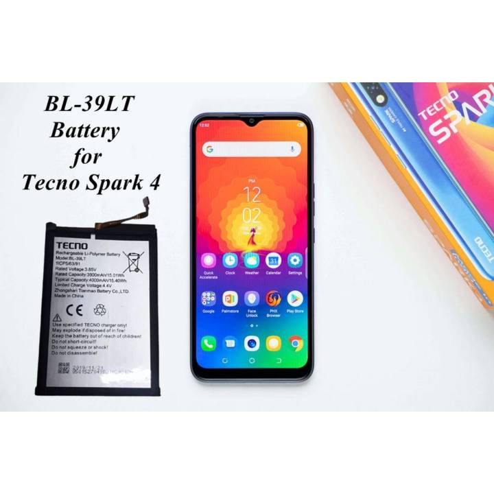 TECNO Camon 12 Air CC7 _ Spark 4 KC2 Battery Replacement BL-39LT Battery With 4000mAh Capacity-Silver