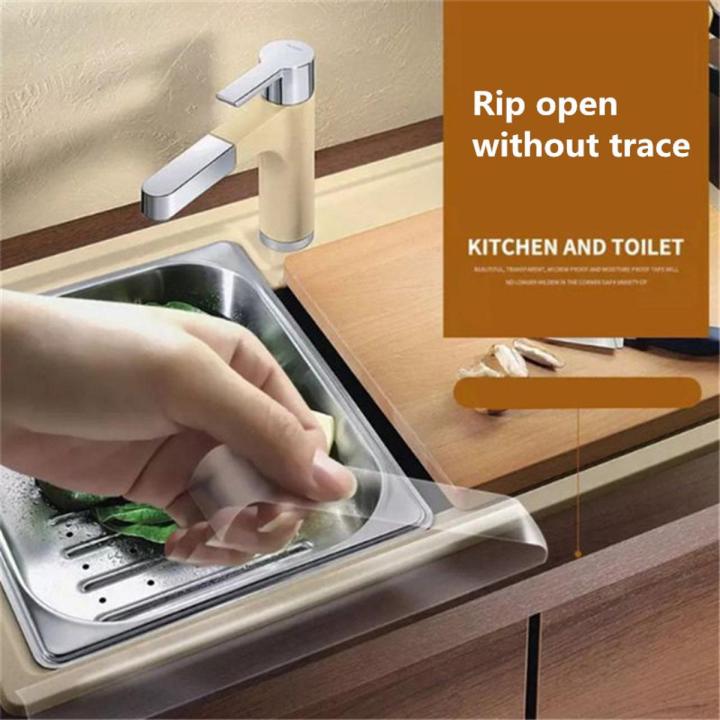 【HOT】 0.8Mm Kitchen Sink Waterproof Mildew Strong Self-Adhesive Transparent Tape Bathroom Bathroom Gap Strip Pool Water Seal