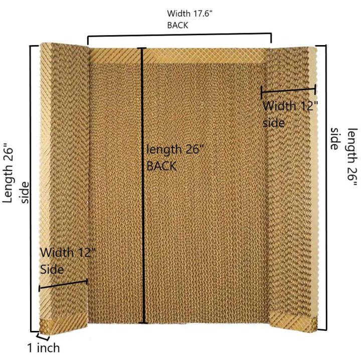 Set of 3 Imported Evaporative Air Cooler COOLING PADS, Air cooler Accessories (26"*17.6" BACK, 26"*12" SIDES) 5090 1 INCH width