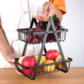 Kitchen Organizer/ Fruit Basket/ Vegetable Stand/ Kitchen Counter Rack In Black Color. 