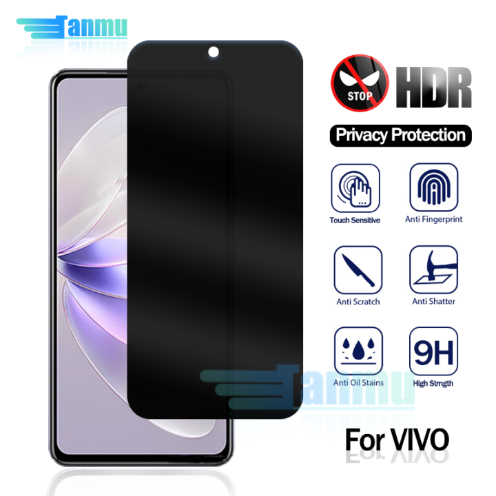 【ETOP】Anti spy Tempered Glass For VIVO V29e V27e V25e V25 V23 V23e V21e V21 V20 SE X70 X60 5G Pro iQOO 11 Z7 Z7x Privacy Protection Film