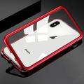 Iphone x Magnetic Adsorption Case Metal Frame Tempered Glass Back with Built-in Magnet Cover. 