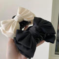 large size Black Double-sided Bow Clip Fashion Bow clip Satin surface Shark claws black Double sided Bow tie hair clip for Hair. 
