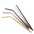 Environmentally friendly stainless steel straw non-disposable milk tea thick straw golden drinking tube glass iron elbow. 
