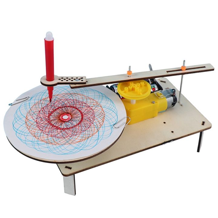DIY Creative wooden electric plotter Drawing Robot STEM Kids Model Automatic Painting Science Electronics Kits Experiment