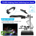 TE-800 2.5X 7.5X 10X Helping Hand Clip Clamp LED Magnifying Glass Soldering Iron Stand Magnifier Welding Rework Repair Holder Tools by Electrica. 