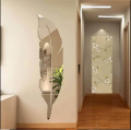 3D Leaf Acrylic Mirror Wall Decor Stickers Fashion DIY Self-Adhesive LCM Wall Art Decal for Living Room Acrylic Feather Mirror Wall Sticker Sets, DIY Geometric Removable Acrylic Mirror Wall Decal, 3D Wall Stickers Silver. 
