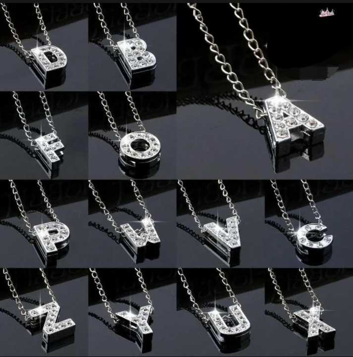 Silver Stainless Steel Alphabet Necklace/Locket/Pendants for Girls & Women with Chain - A to Z Your Name Alphabets