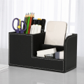Leather Desk Organizer,Office Supplies Holder Desktop Stationery Storage Box for Business Card, Pen, Pencil,Remote 20 X 9 X 11cm C. 