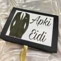 Apki Eidi gift box for men / Eid gifts for boys perfume - body spray - watch - wallet - black shirt with apki Eidi printed box gift for husband , fian. 