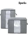 pack off 2 -New Non-woven Portable Clothes Storage Bag Foldable Organization Bags with Large Clear View Window For Pillow Quilt Blanket Bedding. 